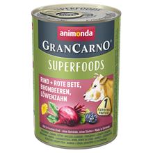 Bild Animonda GranCarno Adult Superfoods 6 x 400 g Nötkött & rödbetor, björnbär, maskros