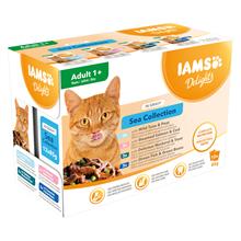 Bild 36 + 12 på köpet! 48 x 85 g IAMS våtfoder katt - Delights Adult: Sea Mix i sås