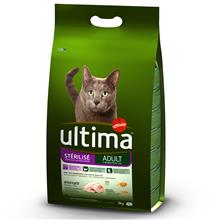 Bild Ekonomipack: 2 / 3 påsar Ultima Cat Adult till lågt pris! - Sterilized Chicken & Barley (2 x 3 kg)