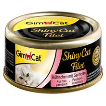 Bild Ekonomipack: GimCat ShinyCat Filet 24 x 70 g - Kyckling & räkor