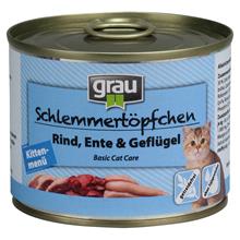 Bild GRAU Gourmet spannmålsfritt 6 x 200 g - Kitten: Nötkött, anka & fågel