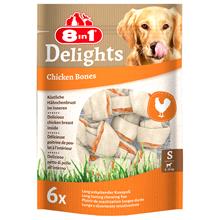 Bild 2 + 1 på köpet! 3 x 8in1 Delights hundgodis - Tuggben med kyckling: S, 3 x 210 g (18 st)