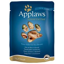 Bild Applaws Cat Pouches kattmat 12 x 70 g - Tonfisk & havsbrax