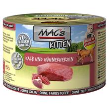 Bild Ekonomipack: MAC's Cat kattfoder 12 x 200 g - Kitten Kalv & kycklinghjärta