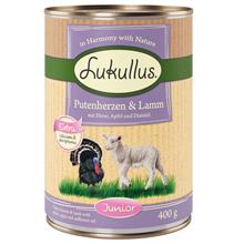 Bild Ekonomipack: Lukullus Junior 24 x 400 g - Kalkonhjärta & lamm