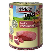 Bild Ekonomipack: MAC's Cat kattfoder 12 x 400 g - Kitten Kalv & kycklinghjärta