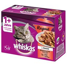 Bild Ekonomipack: 96 x 85 / 100 g Whiskas - 1+ Ragout Klassiskt urval i gelé 85 g