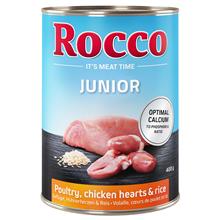 Bild Ekonomipack: Rocco Junior 24 x 400 g - Fjäderfä, kycklinghjärta & ris