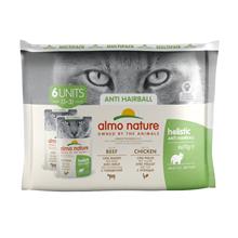 Bild Almo Nature Holistic Anti Hairball portionspåse - Blandpack:  3 x med kyckling och 3 x med nötkött