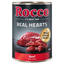 Bild Ekonomipack: Rocco Real Hearts 24 x 400 g - Nötkött med hela kycklinghjärtan