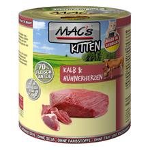 Bild Ekonomipack: MAC's Cat våtfoder 24 x 800 g - Kitten Kalv & kycklinghjärta