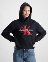 Bild Calvin Klein, OVERLAPPING MONOGRAM BOXY HOODIE, Svart, Huvtröjor/Hoodies till Tjej, 16 år