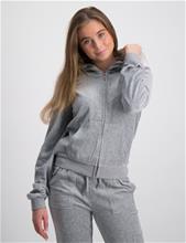 Bild Juicy Couture, Tonal Embro Velour Zip Thru Hoodie, Grå, Huvtröjor/Hoodies till Tjej, 12-13 år