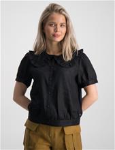 Bild Scotch & Soda, Short-sleeved shirt with ruffle collar, Svart, Toppar/Blusar till Tjej, 170 cm